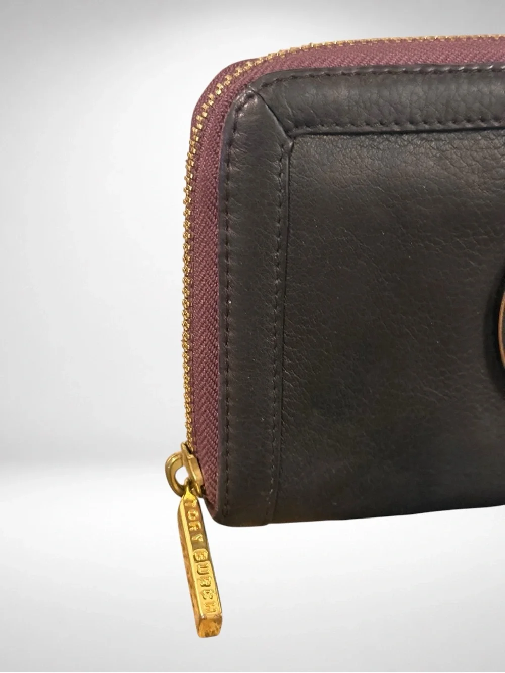 Tory Burch Amanda Continental Zip Around Wallet Women’s Leather Eggplant Purple